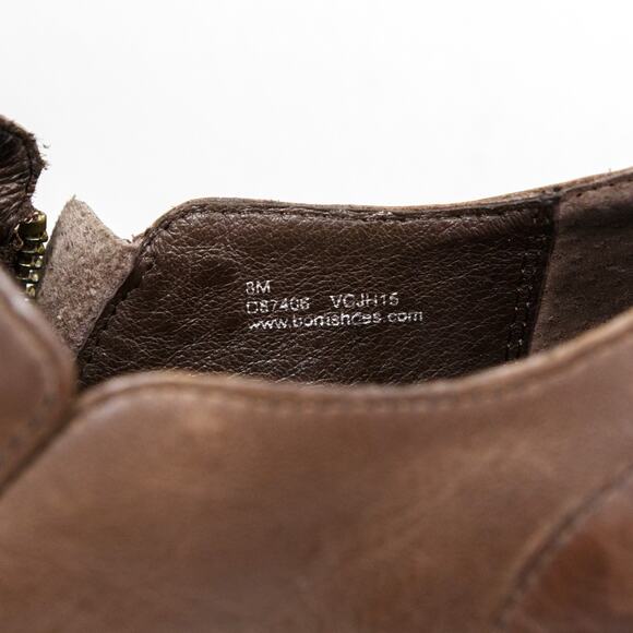 BORN Wedge Platform Ankle Booties Brown Leather Zip Up Boho Y2K 90s Womens Sz 8 - Picture 10 of 11